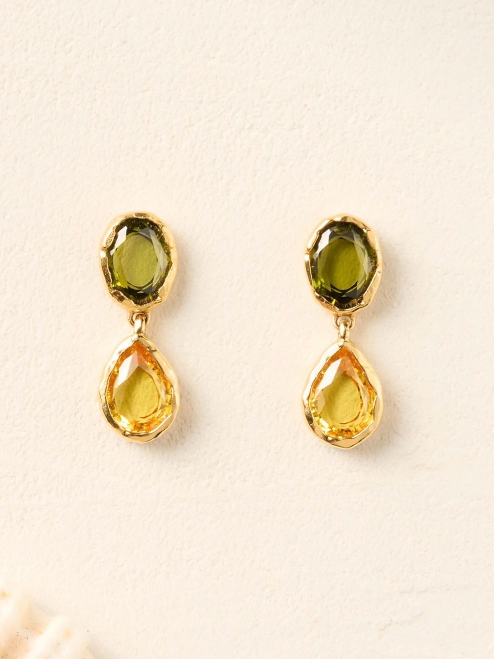NWT Pedra Earrings | Jewelry Gold Made in Paris Green Yellow Earrings